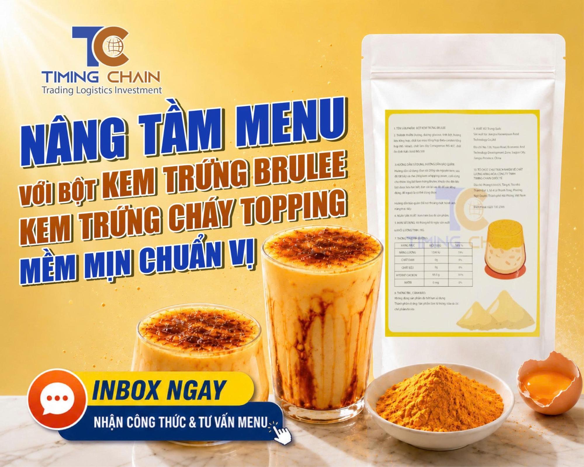 NÂNG TẦM MENU VỚI BỘT KEM TRỨNG BRULEE KEM TRỨNG CHÁY TOPPING MỀM MỊN CHUẨN VỊ 