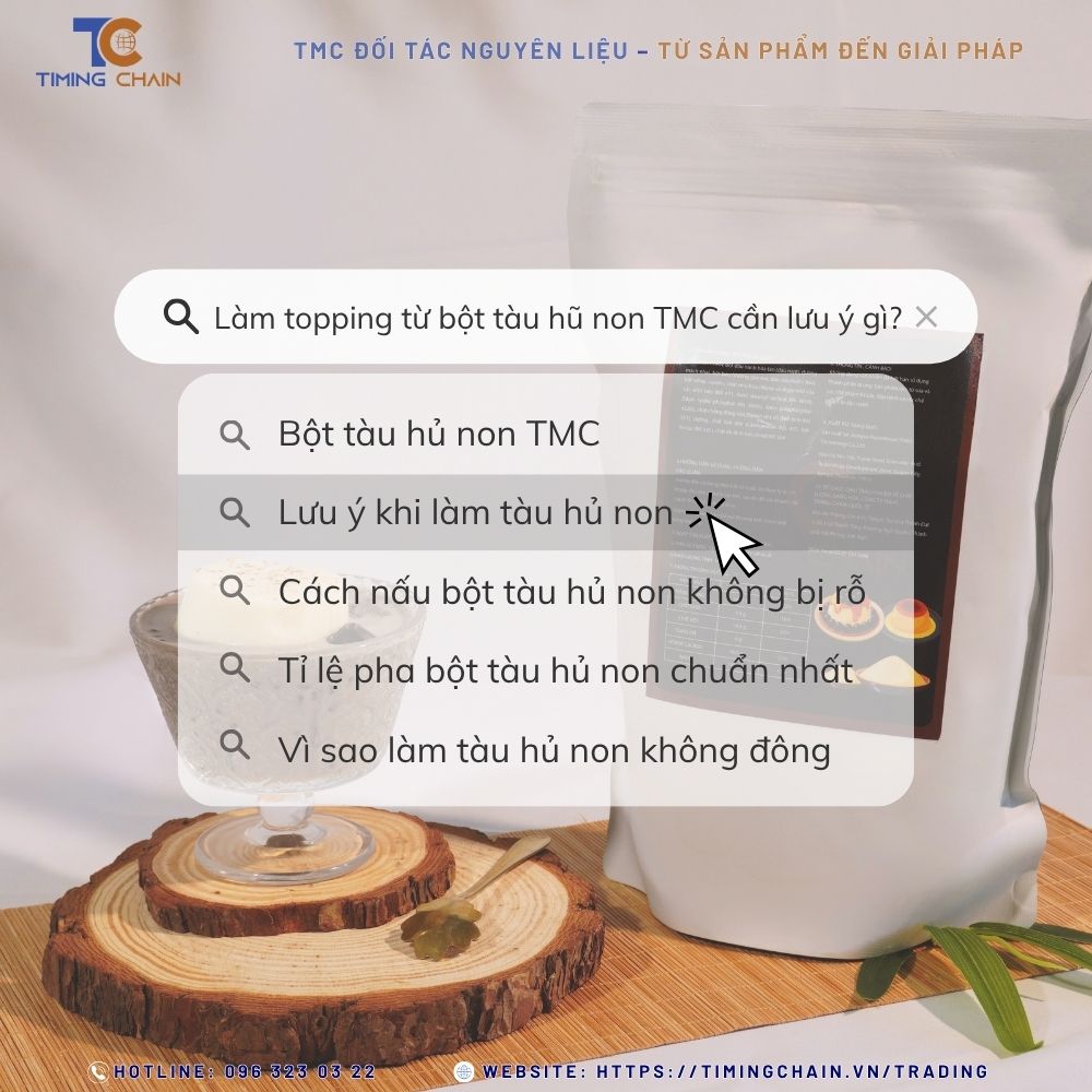 Làm topping từ bột tàu hũ non TMC cần lưu ý gì?
